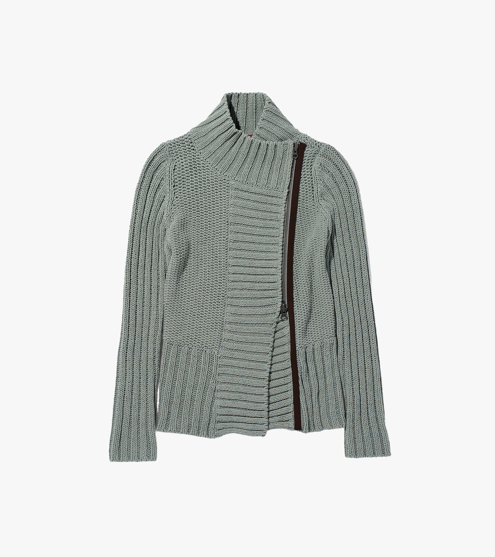 Ribbed Collar Zip Sweater
